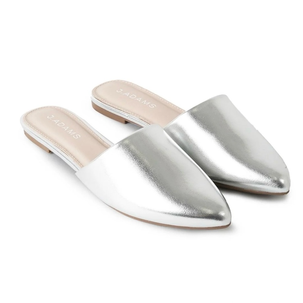 Adams Silver Mules Sleek Minimalist Design